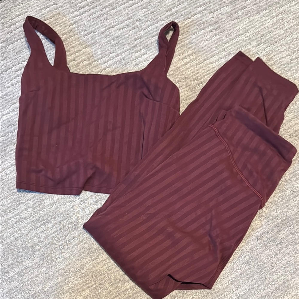 Lululemon Striped Burgundy Two-Piece Set